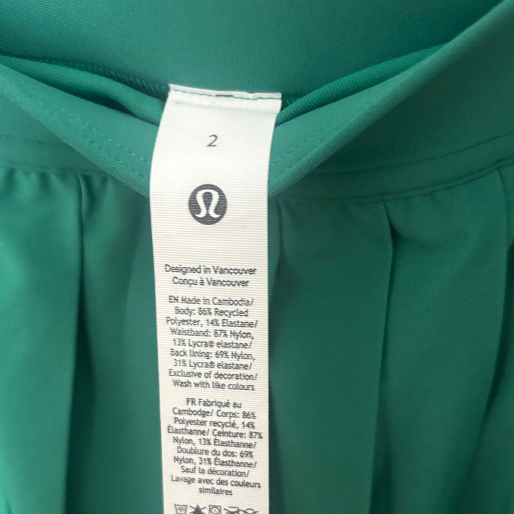 lululemon athletica Emerald Green Pleated Tennis Skirt - Picture 3 of 6